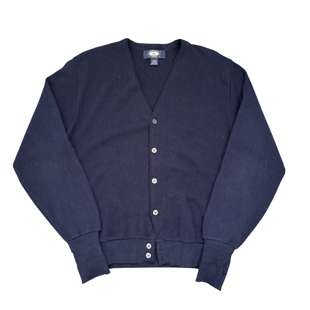 Knights Bridge Mens Navy Blue V-Neck Button Front Cardigan Sweater Size L USA